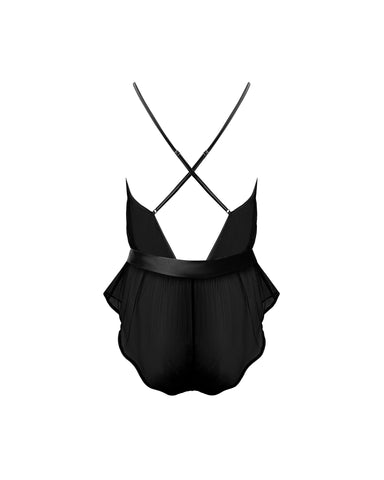 Combishort Brodé en Mousseline Marian Noir