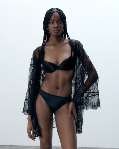 Madeline Sheer Lace Kimono Black