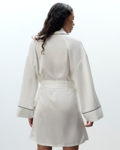 Lydia Satin Kimono Cream/Black