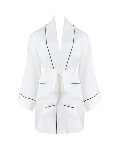 Lydia Satin-Kimono in Creme/Schwarz