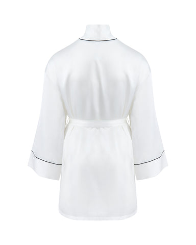 Lydia Satin-Kimono in Creme/Schwarz