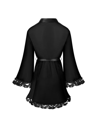 Marian Kimono in Chiffon Ricamato Nero
