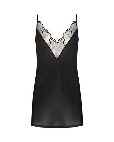 Marabel Sottoveste in Chiffon Trasparente/Nera