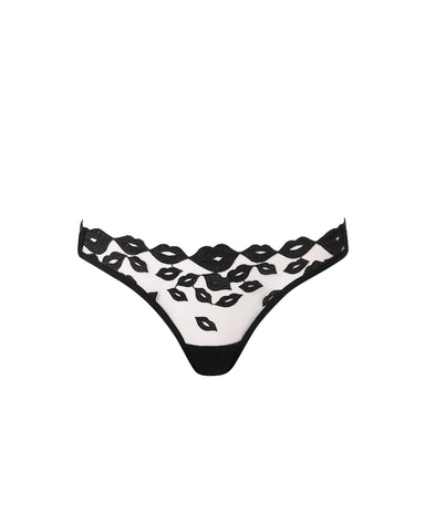 Marian Slip mit Stickerei Schwarz