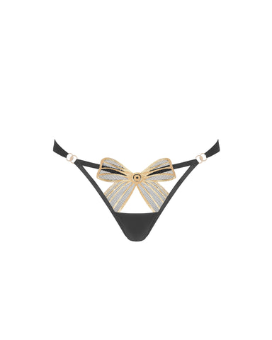 Annabel Slip mit offenem Rücken Schwarz/Gold