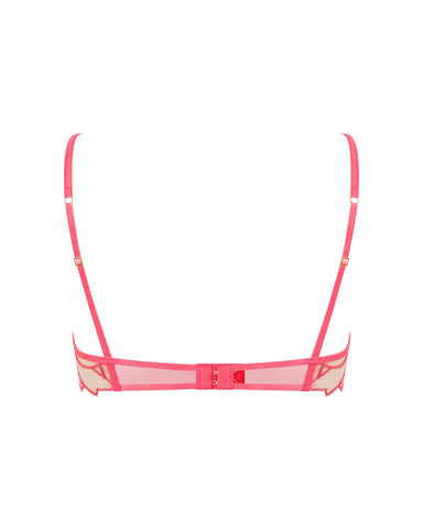 Eden Sheer Longline Bra Pink Lemonade/White