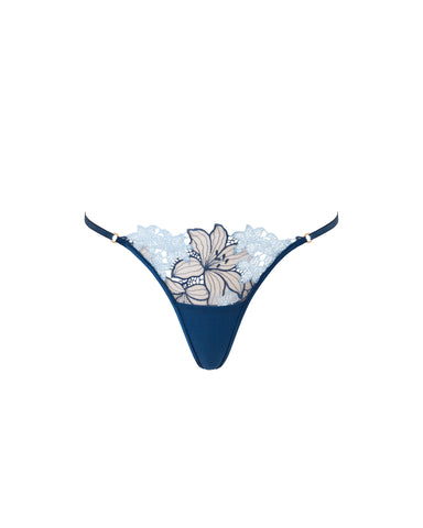 Calantha Floral Lace Thong Blue