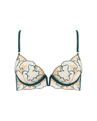 Gianna Sheer Longline Bra Green/Orange