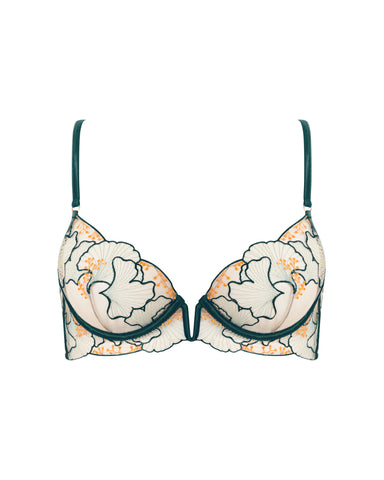 Gianna Sheer Longline Bra Green/Orange