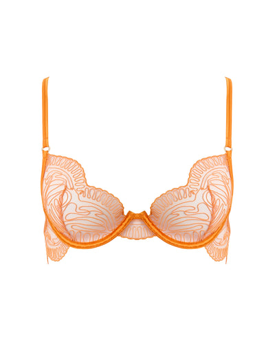 Leliana Embroidered Plunge Bra Orange Peel