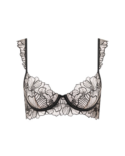Amarosa Floral Embroidered Bra Black