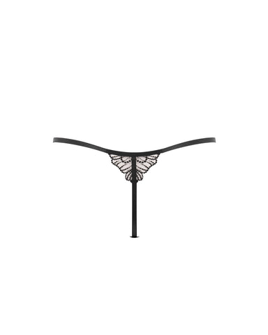 Amarosa Floral Embroidered Thong Black