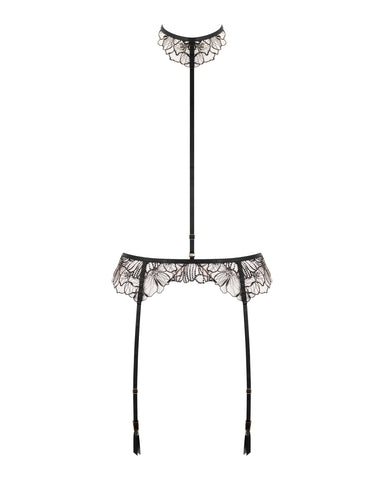 Amarosa Suspender Harness with Detachable Collar Black