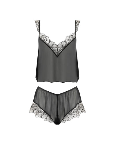 Amarosa Sheer Cami and Short Set Black