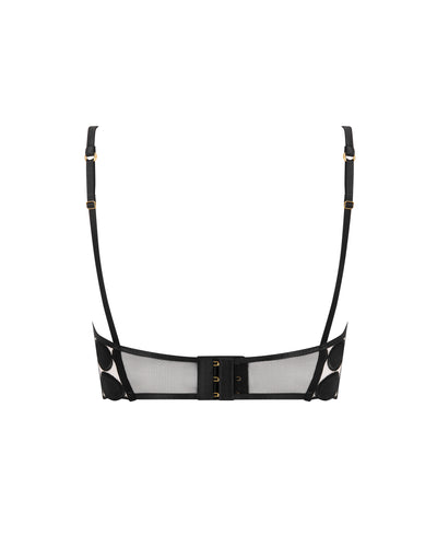 Lia Polka Dot Longline Bra Black