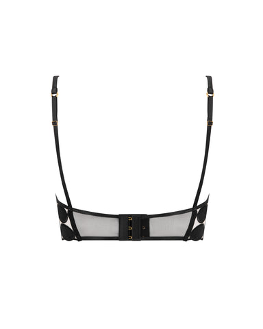 Lia Polka Dot Longline Bra Black