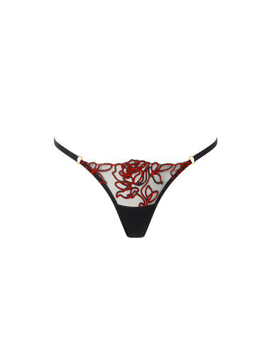 Malina Transparenter Blumen-BH Schwarz/Rot