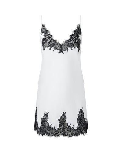 Anastasia Luxury Satin Chemise Ivory/Black