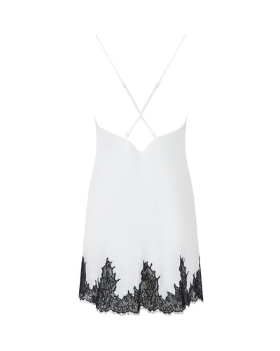 Anastasia Luxury Satin Chemise Ivory/Black