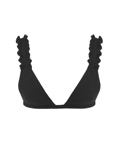 Flores Bikini Top con Volant Nero