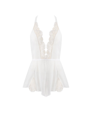Combishort Transparent en Mousseline Marisa Blanc
