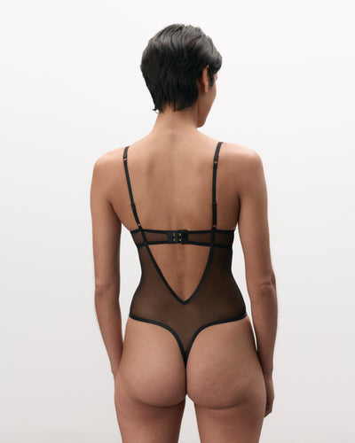 Alara Floral Sheer Bodysuit Black