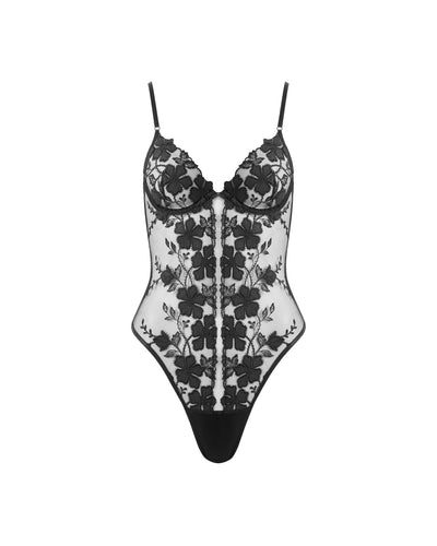 Alara Floral Sheer Bodysuit Black
