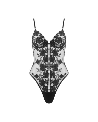 Alara Floral Sheer Bodysuit Black
