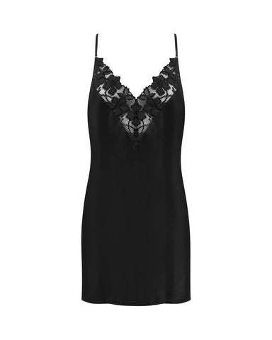 Alara Luxus-Satin-Kurznegligé Schwarz