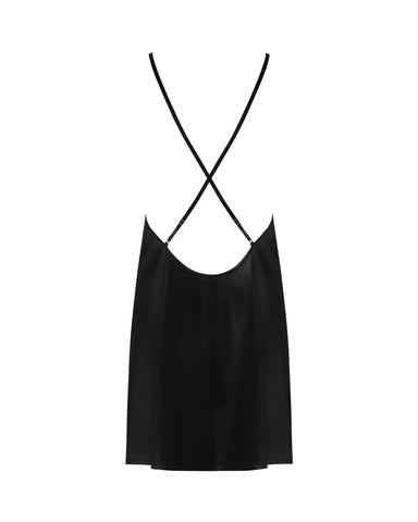 Alara Luxus-Satin-Kurznegligé Schwarz