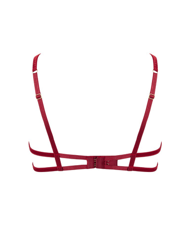 Rose Halboffener, bestickter BH, Savvy Red