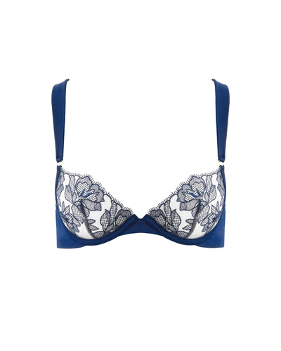 Avery Floral Embroidered Bra Navy Peony