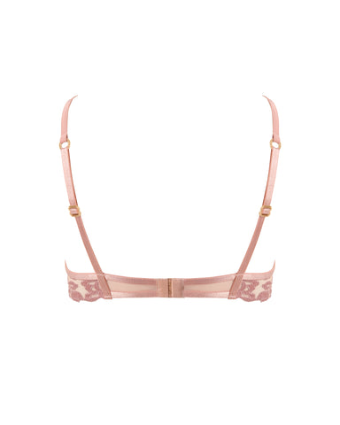 Rosina Reggiseno Trasparente Ricamato Rosa Antico