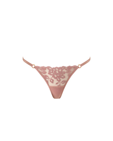 Rosina Perizoma Trasparente Ricamato Rosa Antico