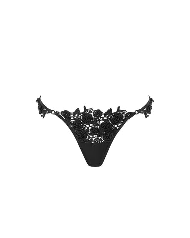 Adina bestickter String Schwarz