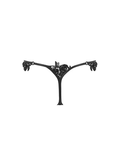 Adina bestickter String Schwarz