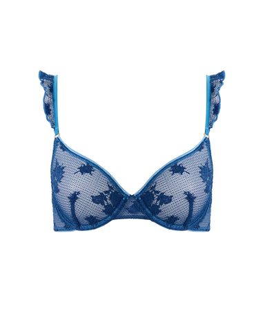 Lisa bestickter transparenter BH Marineblau
