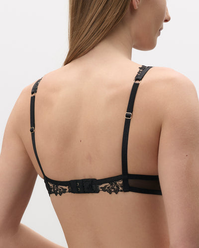 Soutien-gorge Brodé Floral Transparent Samara Noir