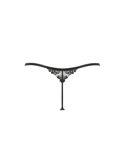 Samara Transparenter String mit Blumenstickerei, Schwarz