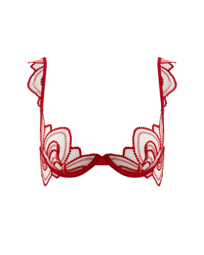 Soraya Sheer Embroidered Bra Savvy Red