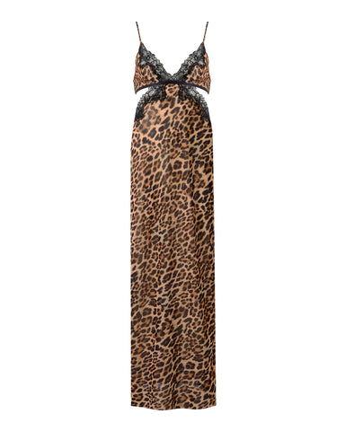 Julianne Sottoveste Lunga Leopardata/Nera