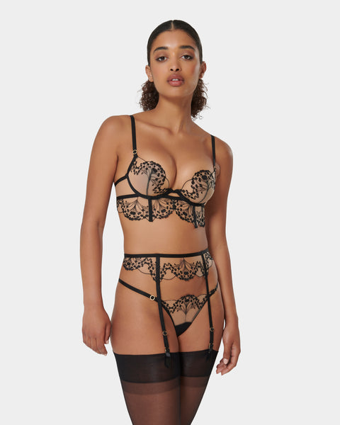 Bluebella Miriam sheer mesh lingerie set with hardware and strapping detail  in b