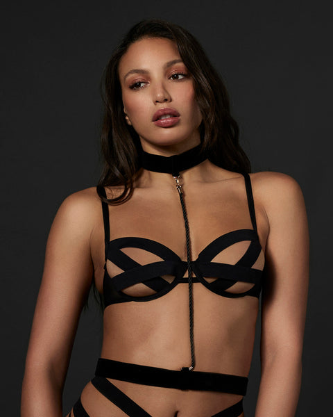 sexy lingerie collar Fashion Sexy Lingerie Femme Luxury See Through Mesh Lace Hollow out with  Chain Collar Backless Mature Women Lingerie