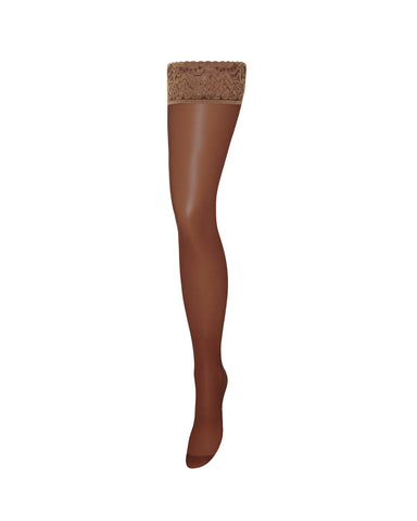 Calze Autoreggenti Lisce Con Bordo In Pizzo Berry