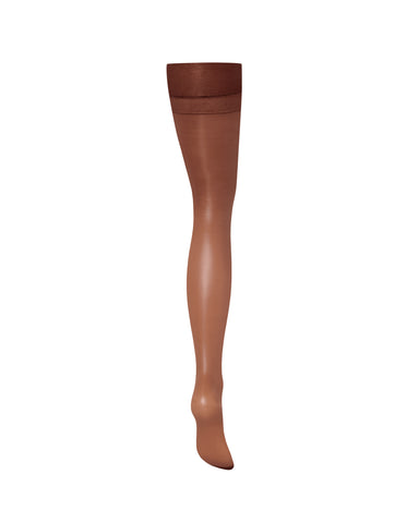 Calze Lisce Con Bordo Liscio Caramel