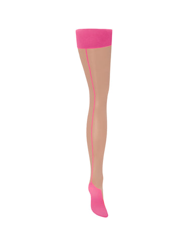 Back Seam Leg/Plain Top Stockings Sheer/Pink