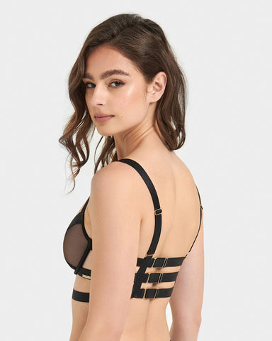 Buy Idea's Strappy Caged Bralette - One Size- Black Online at