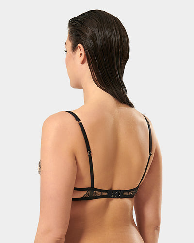 Alula Embroidered Sheer Bra Black